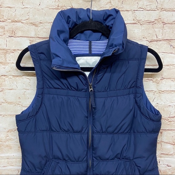 AE American Eagle Womens Puffer Vest Size S Full Zip Pockets Solid Navy Blue - Picture 2 of 6